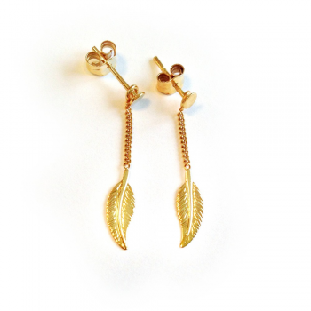 Bijou femme boucles d'oreilles 1 plume pendante