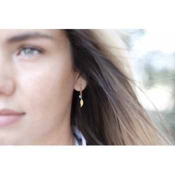 Boucle femme plume et turquoise.