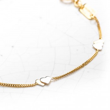 Collier avec 6 doubles petits coeurs en Or bicolore