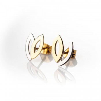 Boucle d'oreille femme navettes bicolore.