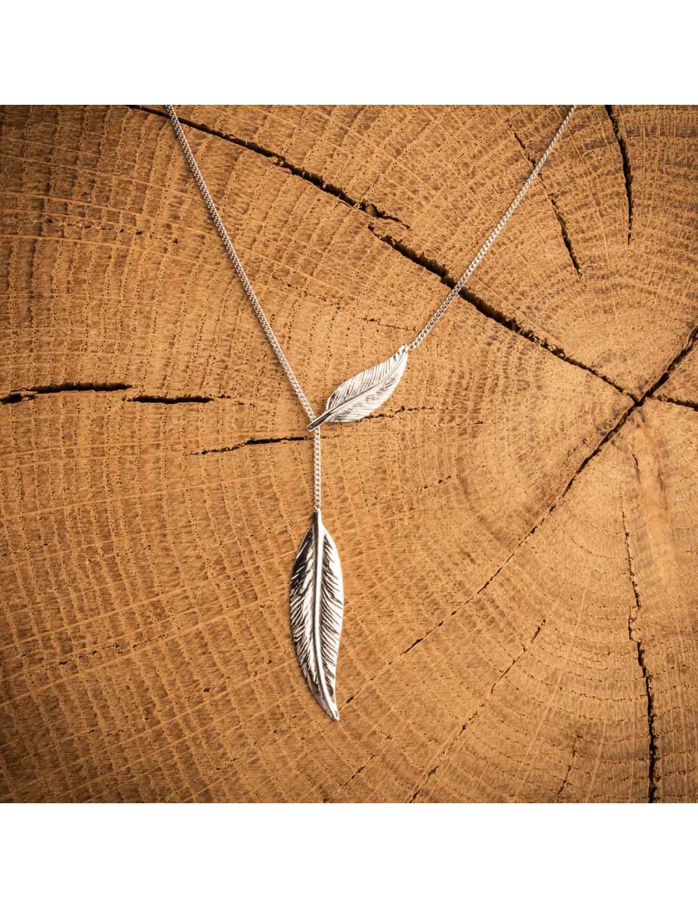 Collier Or forme Y moyenne et grande plume Collier Or forme Y moyenne et grande plume
