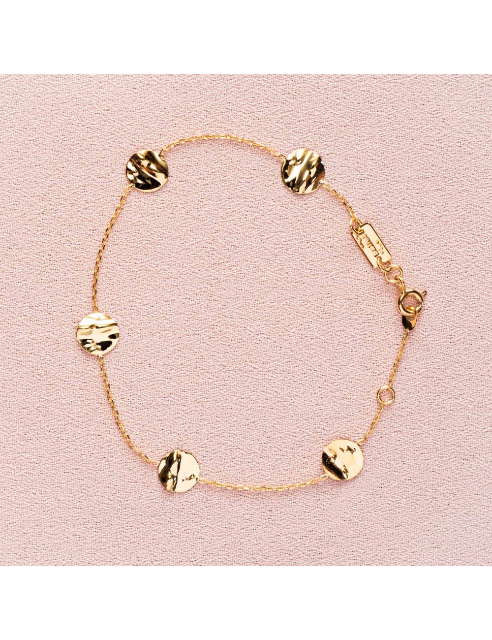 Bracelet enfant, petits ronds froissés en Or jaune.