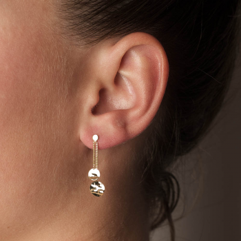 Boucles d'oreilles femme double ronds froissés en or 18 carats.