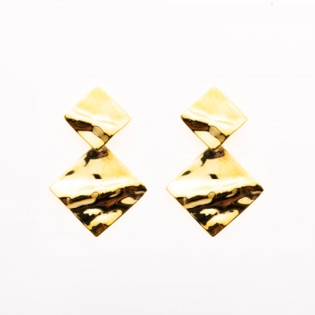 Boucle d'oreille femme double losange en or 18 carats.