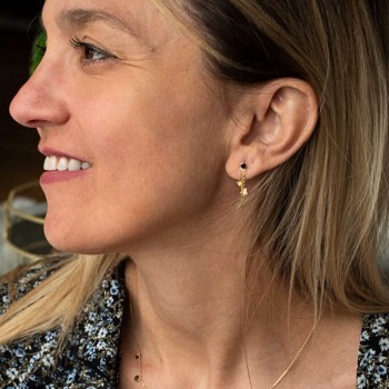 Boucle trio en Or, coeur étoile et lune.