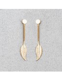 Bijou femme boucles d'oreilles 1 plume pendante.