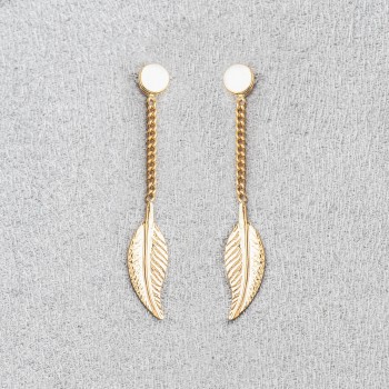 Bijou femme boucles d'oreilles 1 plume pendante.