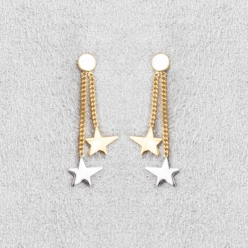 Bijou femme boucles d'oreille 2 étoiles asymétriques.