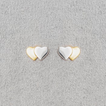 Boucle femme double coeur bicolore.