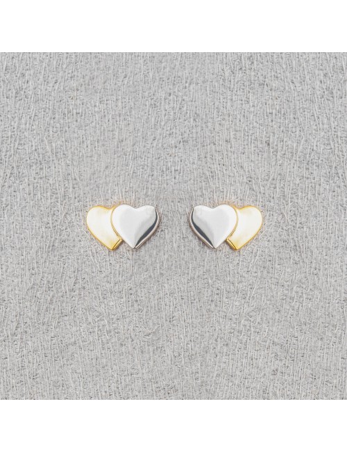 Boucle femme double coeur bicolore.