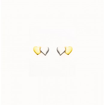 Boucle femme double coeur bicolore.