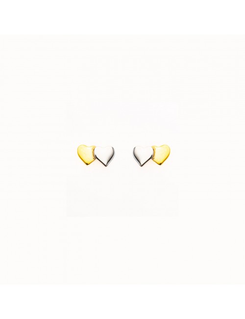 Boucle femme double coeur bicolore.