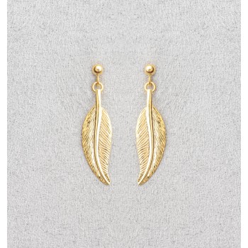 Boucle femme plume sur tige.