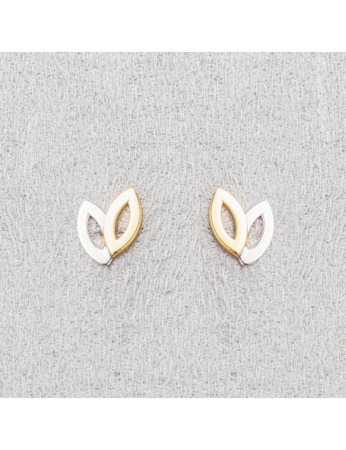 Boucle d'oreille femme navettes bicolore.