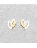 Boucle d'oreille femme grandes navettes bicolore.