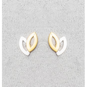 Boucle d'oreille femme grandes navettes bicolore.