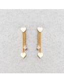 Boucle d'oreille femme double coeur et diamant de laboratoire.