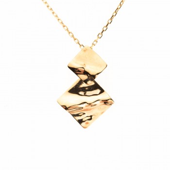 Collier femme double carré froissé en losange.