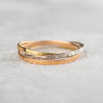 Bague femme trois or (jaune, blanc et rose) 18 carats.