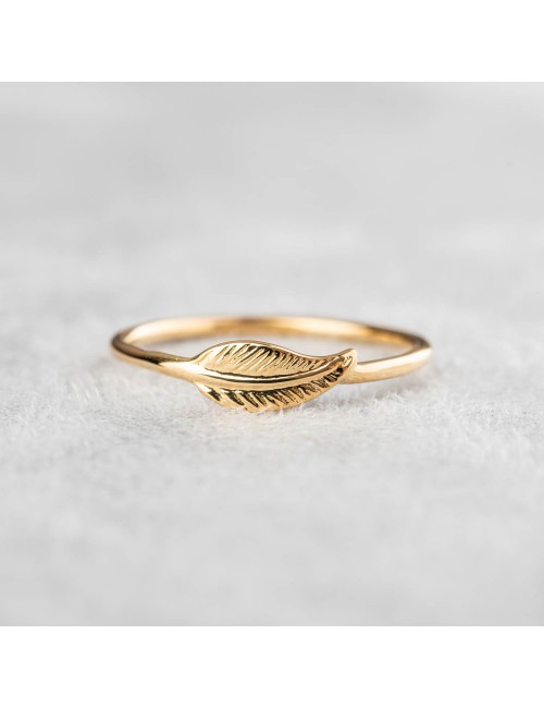 Bague femme plume en or 18 Carats.