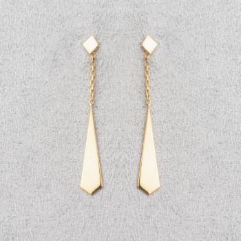 Boucle d'oreille petite cravate pendante 18 carats.