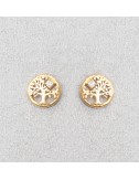 Boucle d'oreille femme arbre de vie 18 carats et diamant de 0,03 carats.