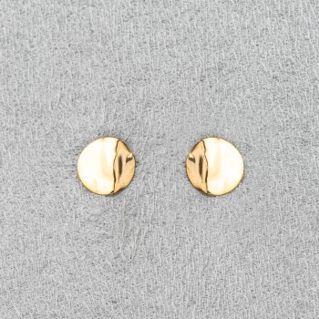 Boucle d'oreille femme petit rond froissé en or 18 carats.