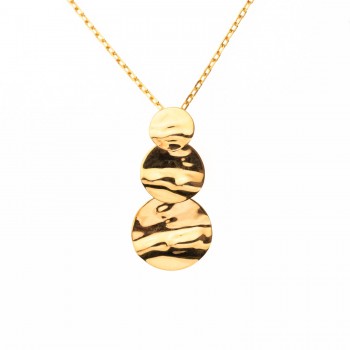 Collier femme triple cercles froissé en or 9 carats.