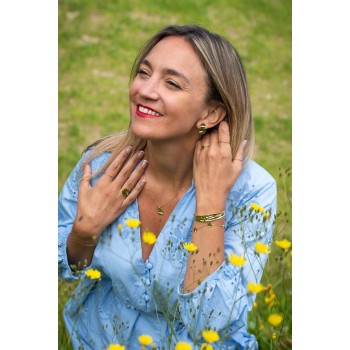 Collier femme triple cercles froissé en or 9 carats.