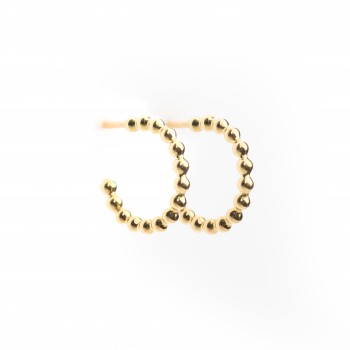 Boucle d'oreille femme créole fil perlé en or 9 carats.