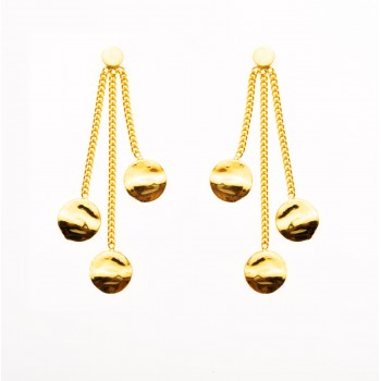 Boucle d'oreille femme triple rond froissé en or 9 carats.