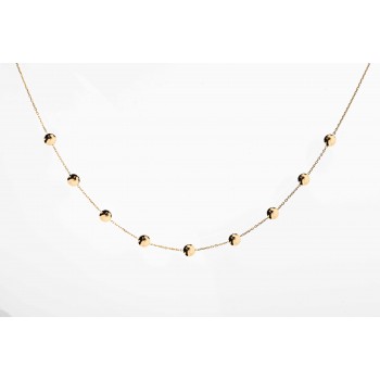 Collier femme 9 petit ronds froissés en or 9 carats.