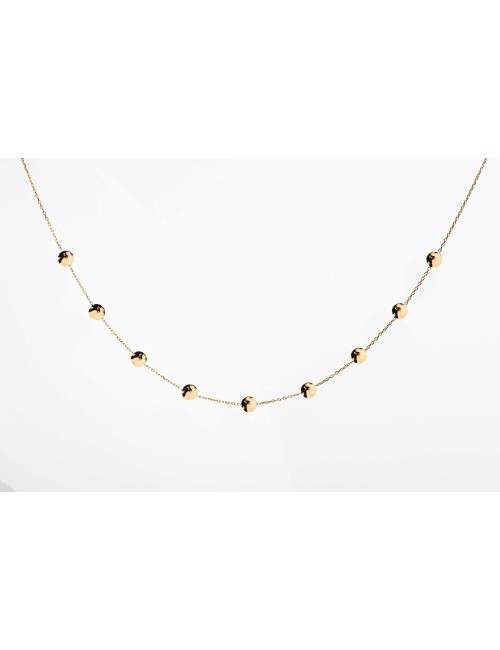 Collier femme 9 petit ronds froissés en or 9 carats.
