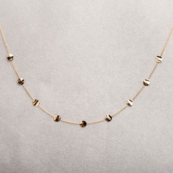 Collier femme 9 petit ronds froissés en or 9 carats.