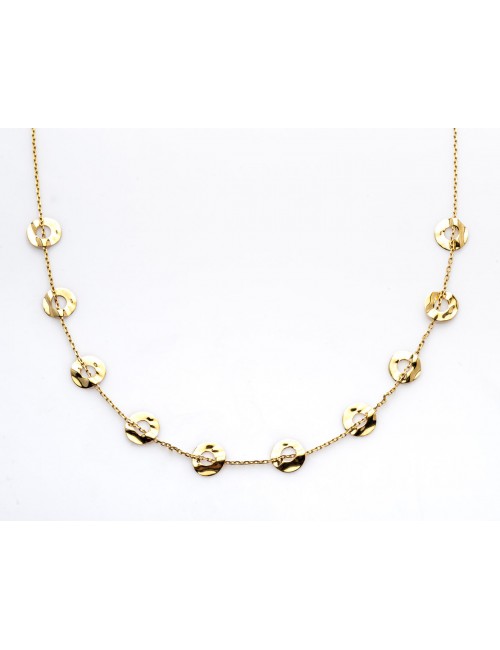 Collier femme ronds froissés et ajourés en or 9 carats.