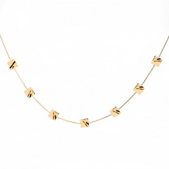 Collier femme orné de carré froissé en or 9 carats.