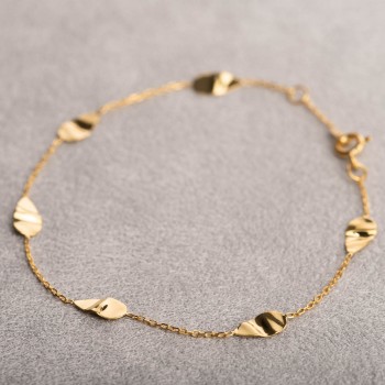 Bracelet femme goutte froissé en or 9 carats.