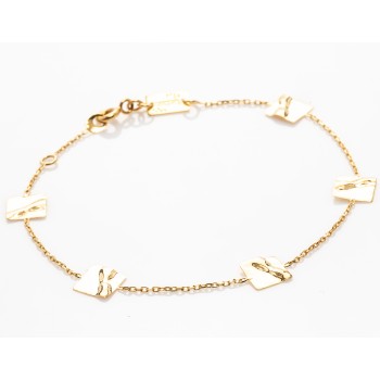 Bracelet femme carré froissé en or 9 carats.
