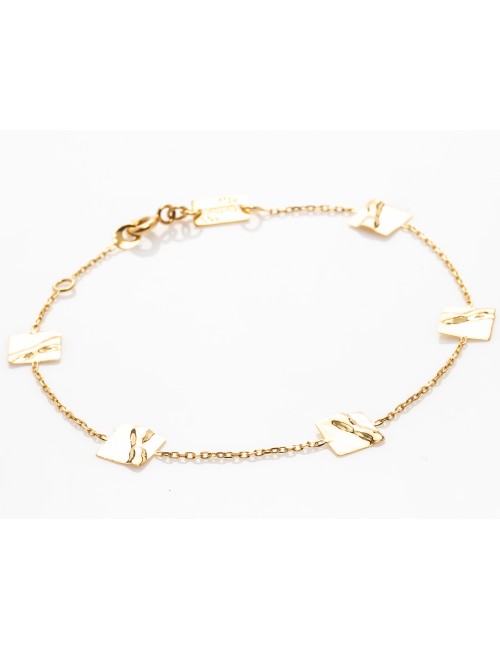 Bracelet femme carré froissé en or 9 carats.