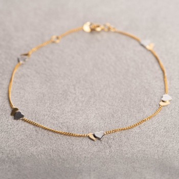 Bracelet double coeur en or 9 carats.