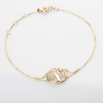 Bracelet femme arbre de vie et diamant de laboratoire en or 9 carats.