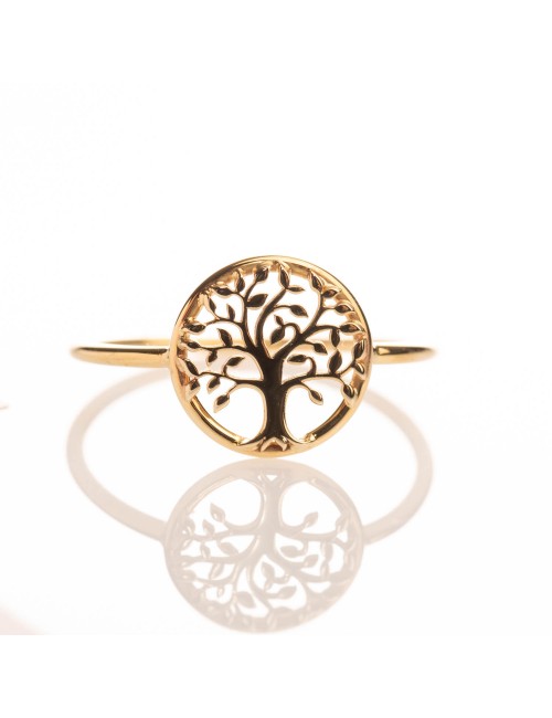 Bague femme arbre de vie ajouré en or 18 carats.
