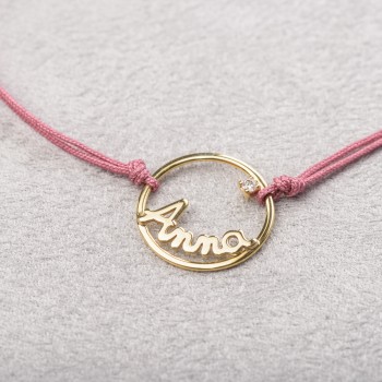 Bracelet femme personnalisable sur cordon réglable en or 9 carats.