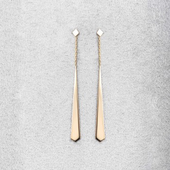 Boucle d'oreille femme cravate pendante 18 carats.