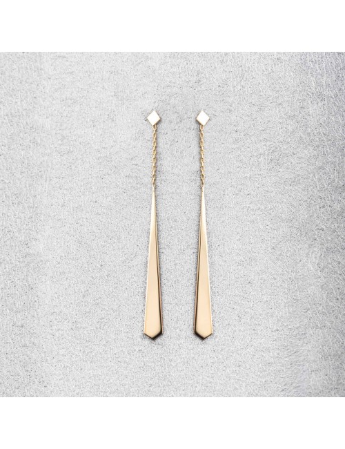 Boucle d'oreille femme cravate pendante 18 carats.