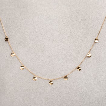 Collier femme neuf breloques rondes en or 18 carats.