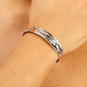 Bijou femme, bracelet froissé, or jaune et blanc, 9 carats 